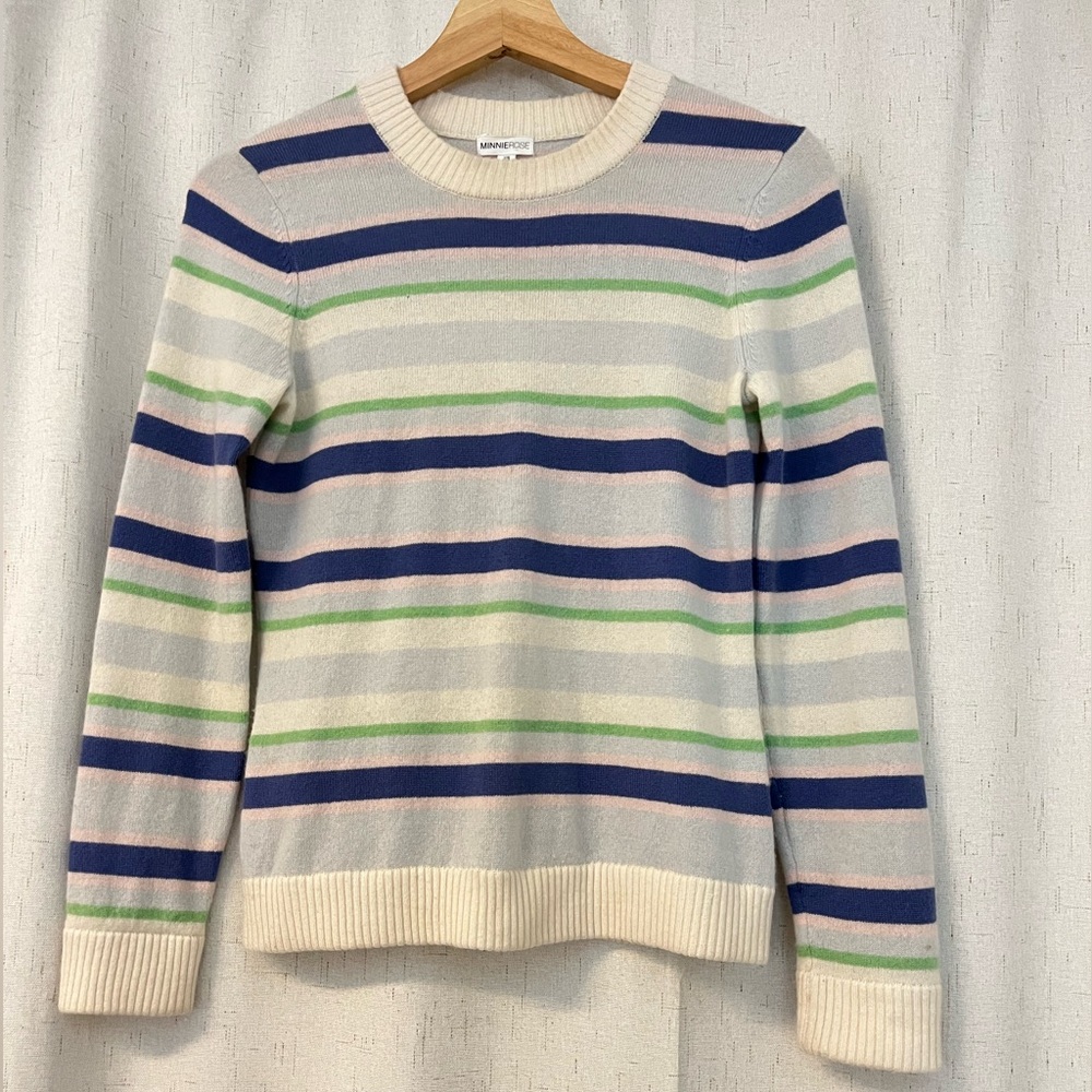 NWOT Minnie Rose Pastel Striped Sweater 100% Cashmere